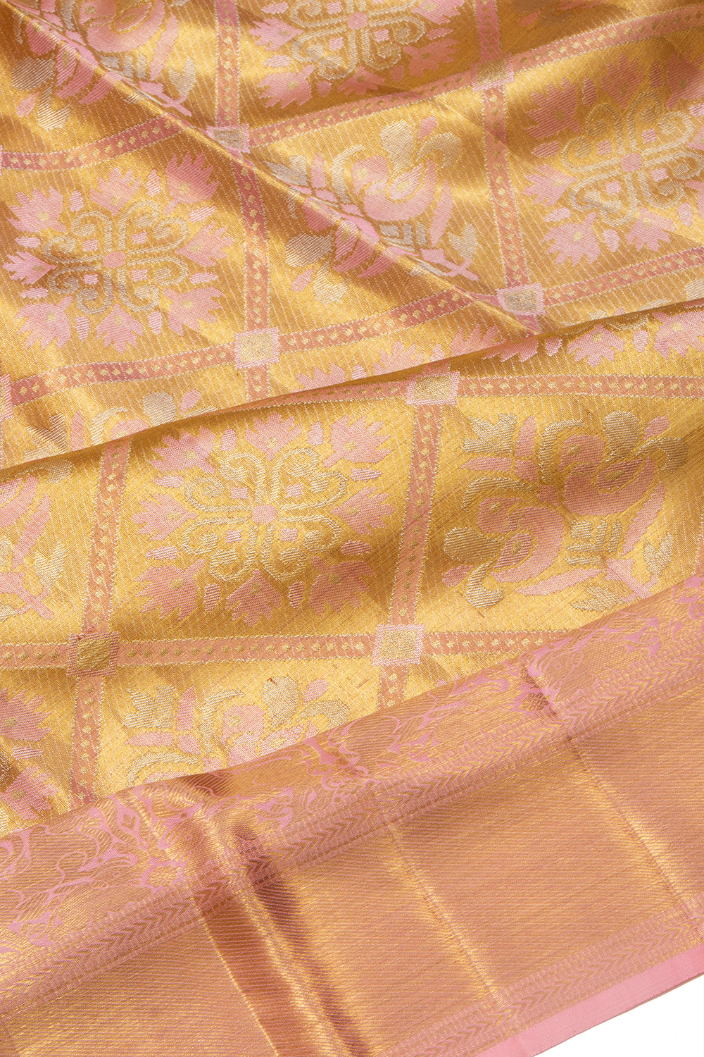 Kanchipuram Silk Tissue Brocade Gold Saree
