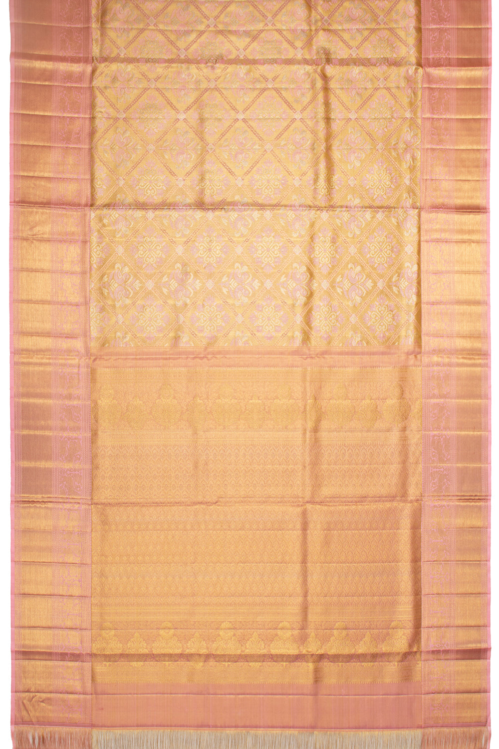 Kanchipuram Silk Tissue Brocade Gold Saree