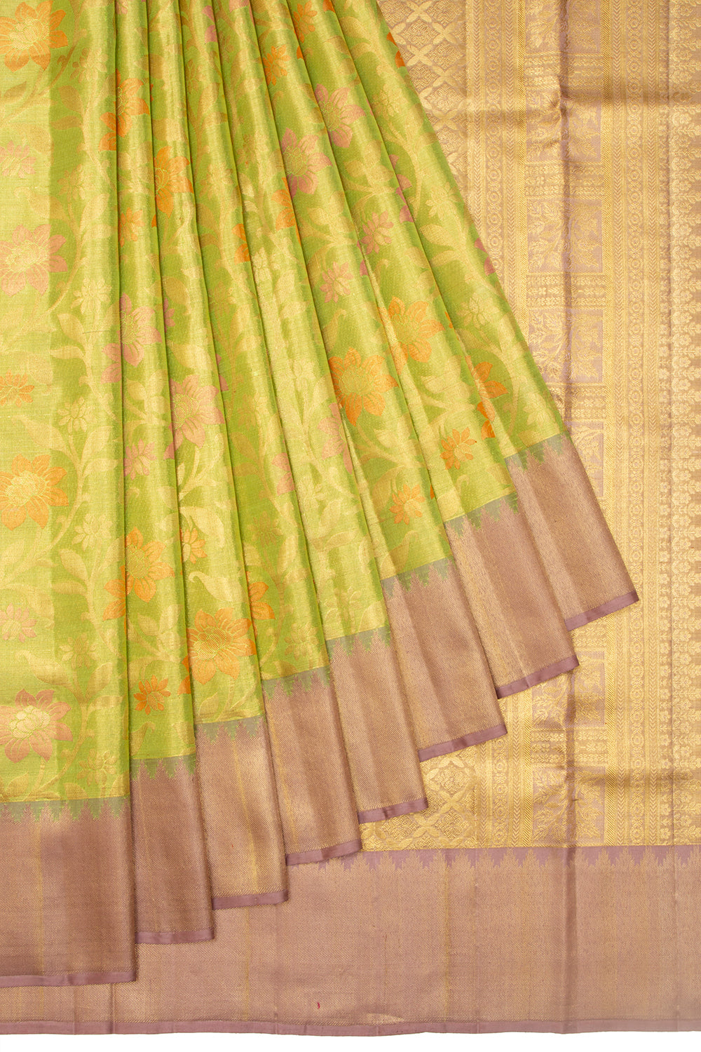 Kanchipuram Silk Tissue Brocade Green Saree