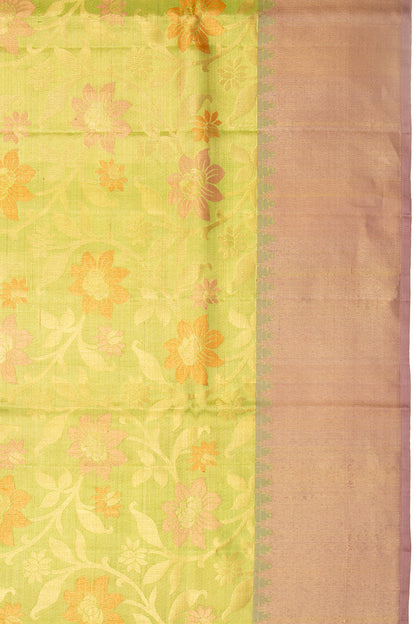 Kanchipuram Silk Tissue Brocade Green Saree