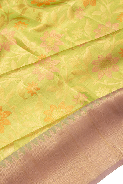 Kanchipuram Silk Tissue Brocade Green Saree