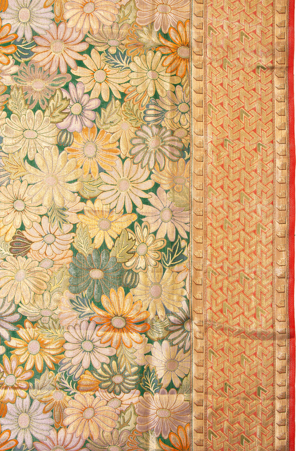Kanchipuram Silk Tissue Brocade Green Saree