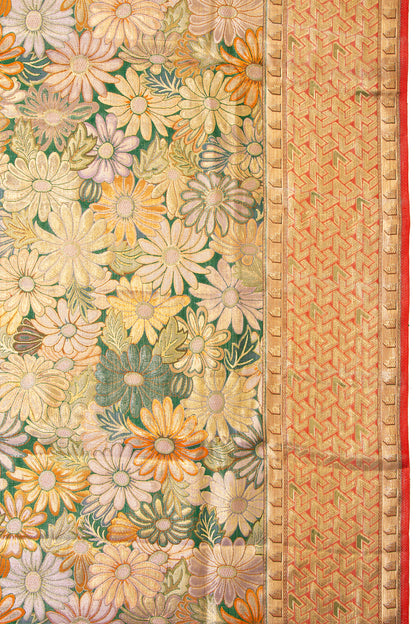 Kanchipuram Silk Tissue Brocade Green Saree