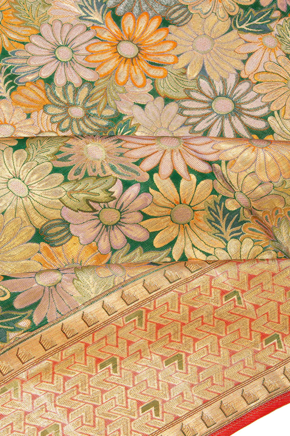 Kanchipuram Silk Tissue Brocade Green Saree