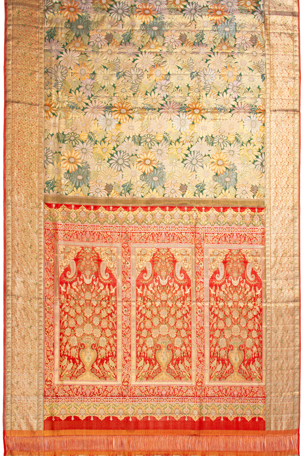Kanchipuram Silk Tissue Brocade Green Saree