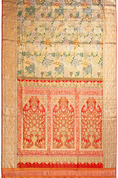 Kanchipuram Silk Tissue Brocade Green Saree