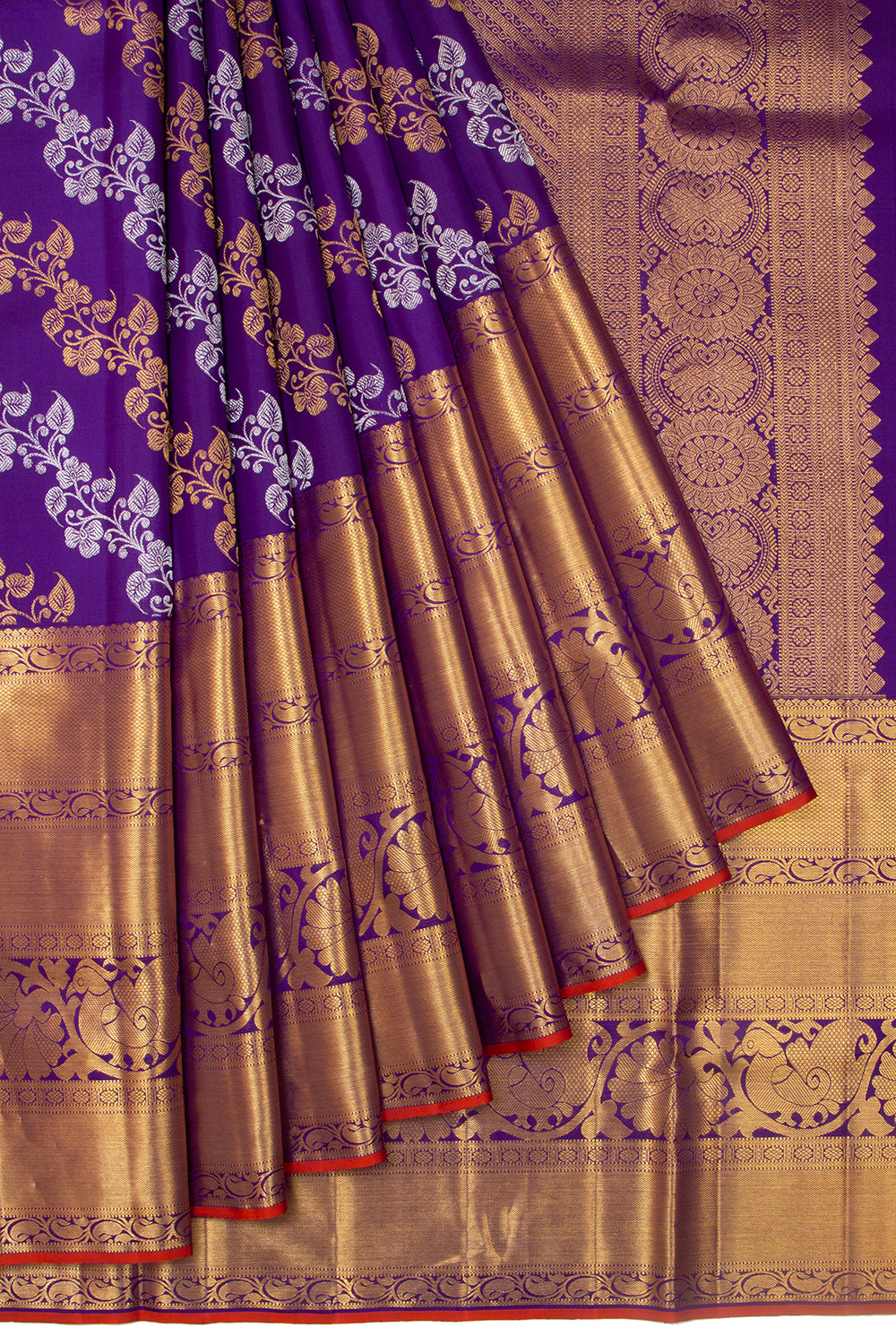Kanchipuram Silk Jaal Violet Saree