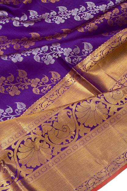 Kanchipuram Silk Jaal Violet Saree
