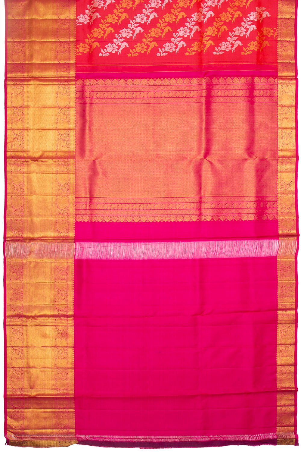 Kanchipuram Silk Jaal Pinkish Red Saree