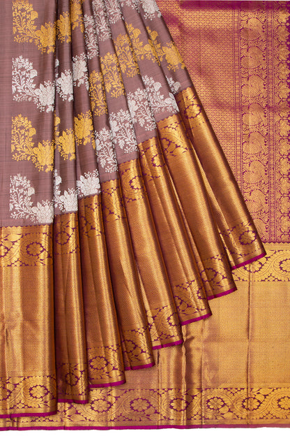 Kanchipuram Silk Jaal Snuff Saree