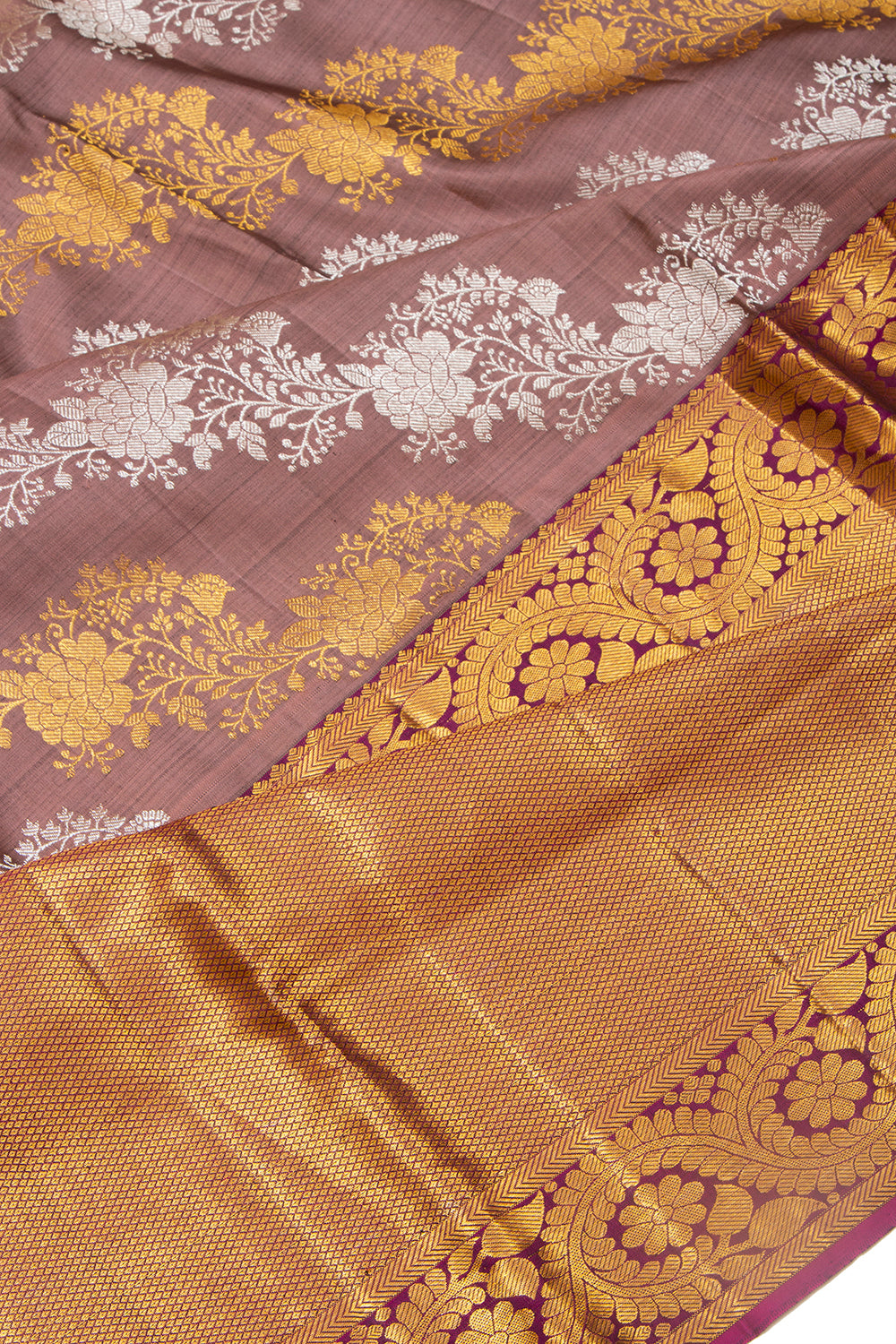 Kanchipuram Silk Jaal Snuff Saree