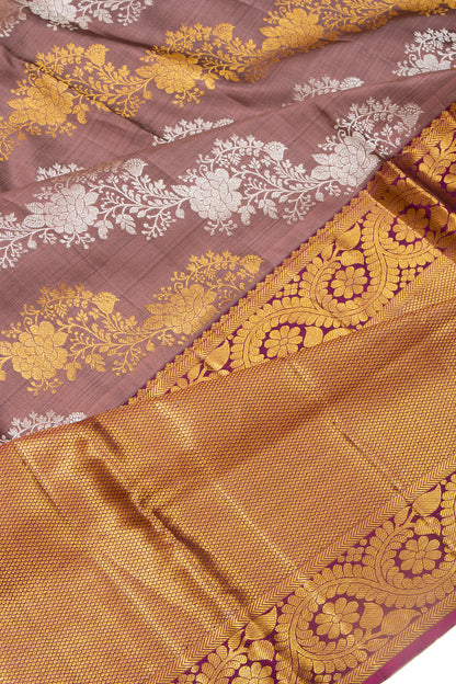 Kanchipuram Silk Jaal Snuff Saree