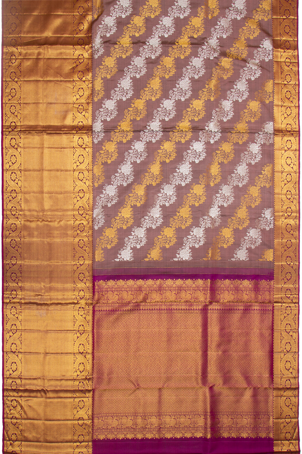 Kanchipuram Silk Jaal Snuff Saree