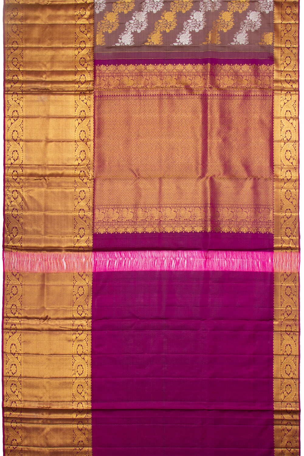 Kanchipuram Silk Jaal Snuff Saree