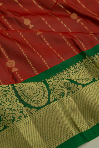 Soft Silk Vertical Lines Dual Tone Maroon And Brown Saree