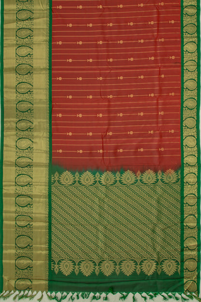 Soft Silk Vertical Lines Dual Tone Maroon And Brown Saree
