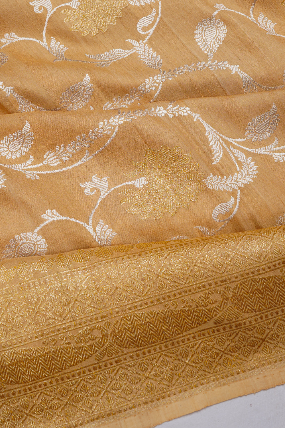 Banarasi Tussar Georgette All Over Jaal Beige Saree