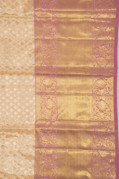 Kanchipuram Silk Tissue Brocade Peach Saree
