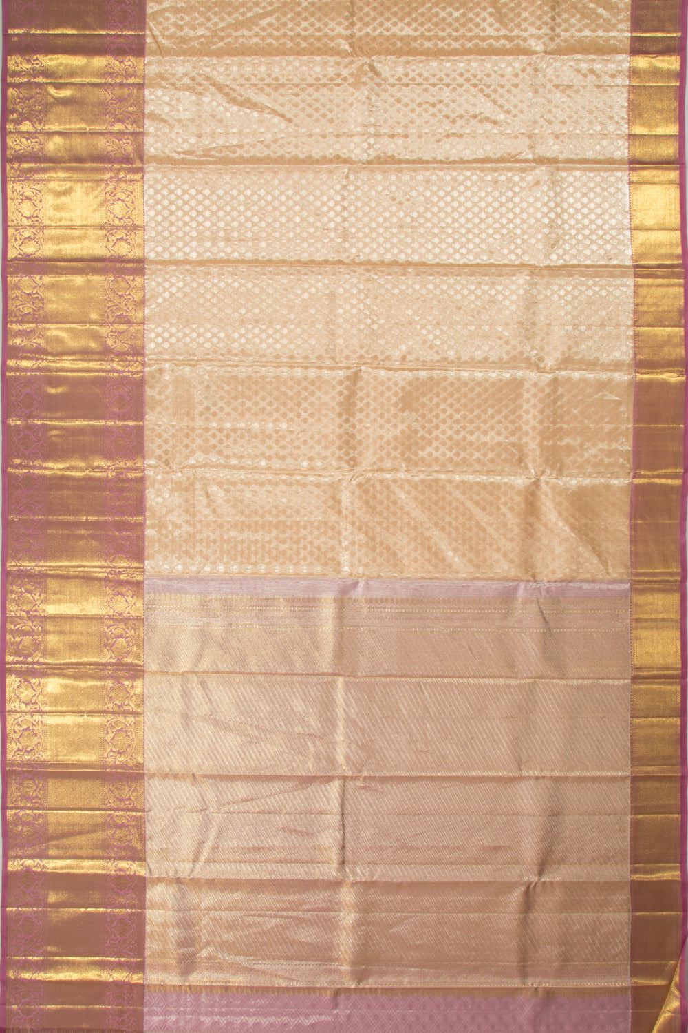 Kanchipuram Silk Tissue Brocade Peach Saree