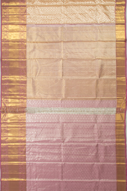 Kanchipuram Silk Tissue Brocade Peach Saree