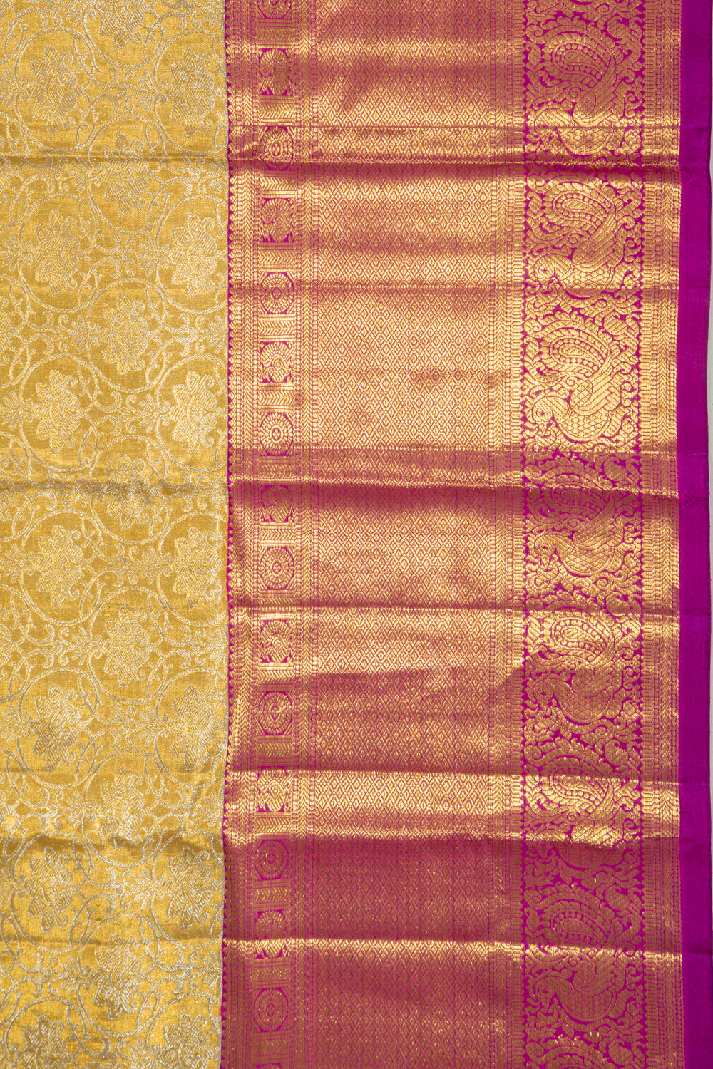 Kanchipuram Silk Tissue Jaal Gold Saree