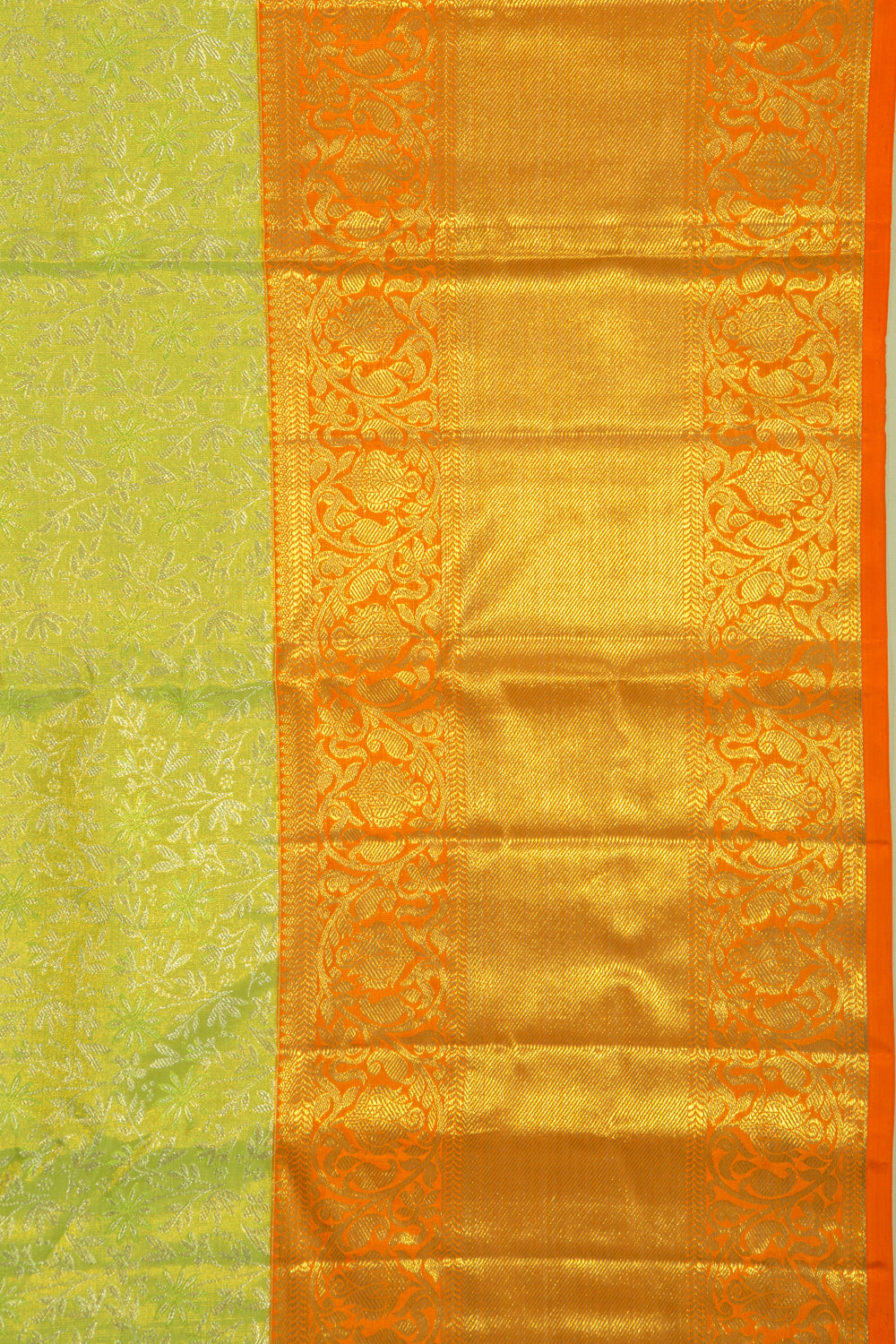 Kanchipuram Silk Tissue Jaal Green Saree