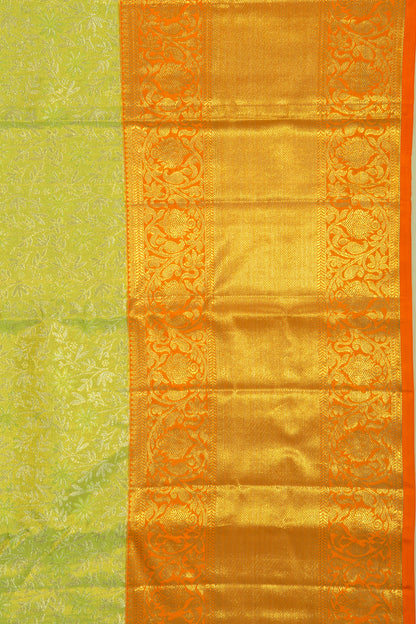 Kanchipuram Silk Tissue Jaal Green Saree