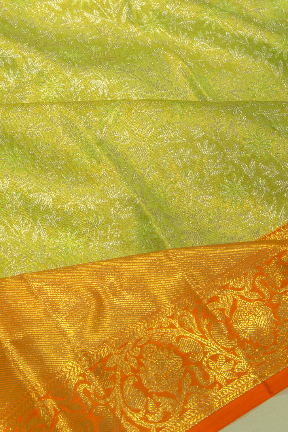 Kanchipuram Silk Tissue Jaal Green Saree