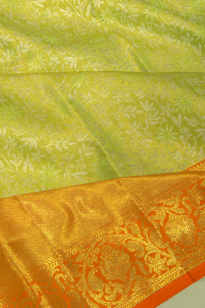 Kanchipuram Silk Tissue Jaal Green Saree