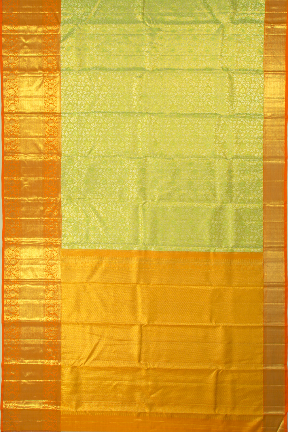 Kanchipuram Silk Tissue Jaal Green Saree