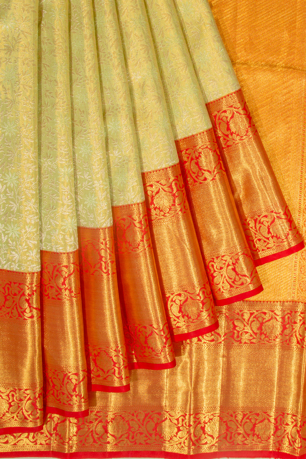 Kanchipuram Silk Tissue Jaal Green Saree