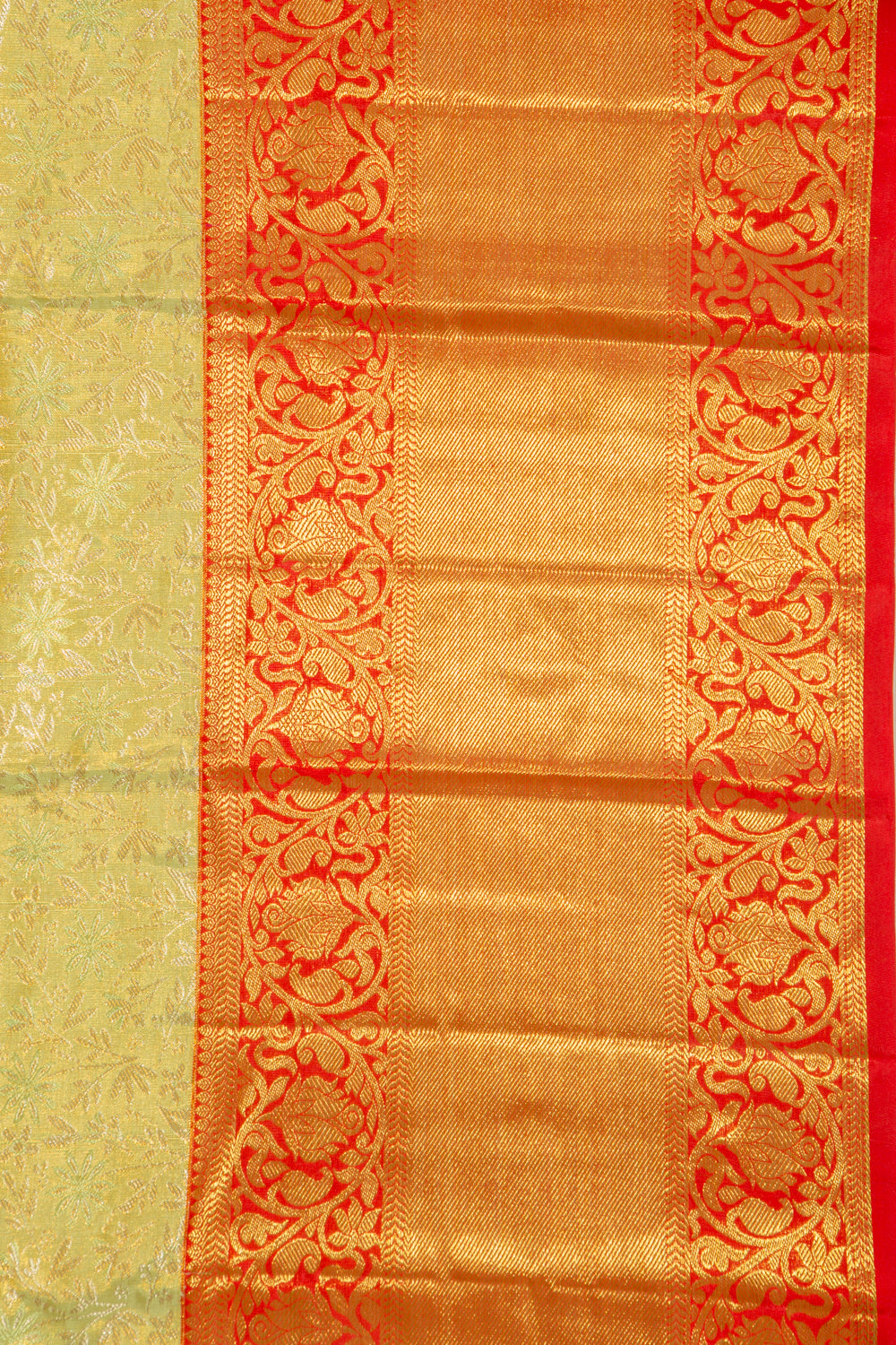 Kanchipuram Silk Tissue Jaal Green Saree