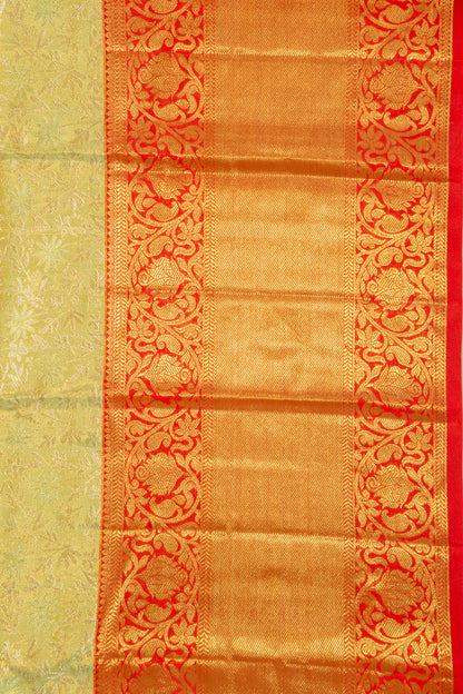 Kanchipuram Silk Tissue Jaal Green Saree
