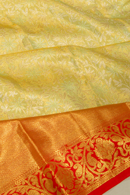 Kanchipuram Silk Tissue Jaal Green Saree