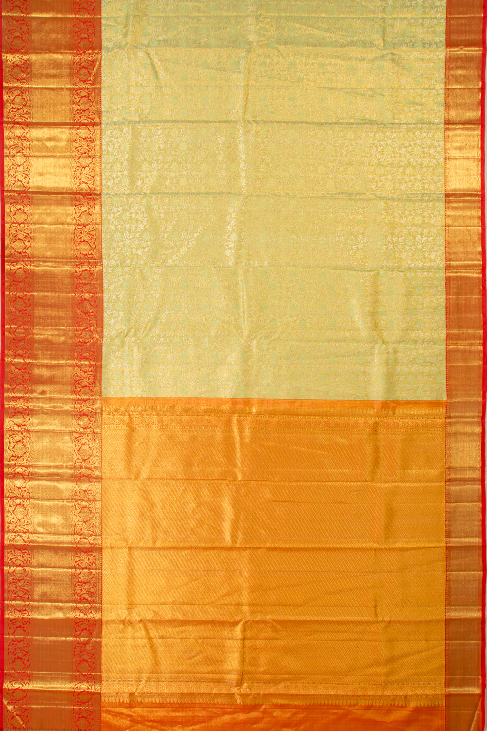 Kanchipuram Silk Tissue Jaal Green Saree