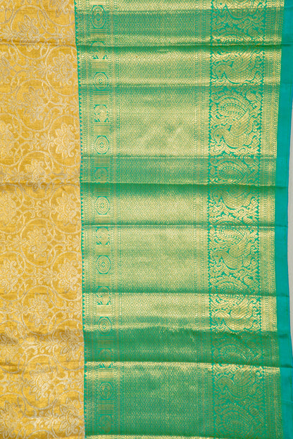Kanchipuram Silk Tissue Jaal Gold Saree