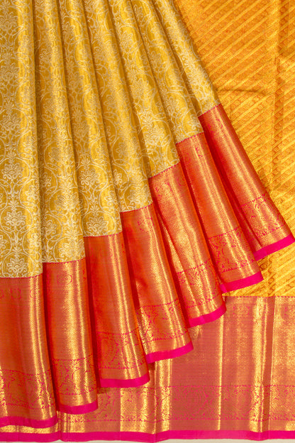 Kanchipuram Silk Tissue Jaal Gold Saree