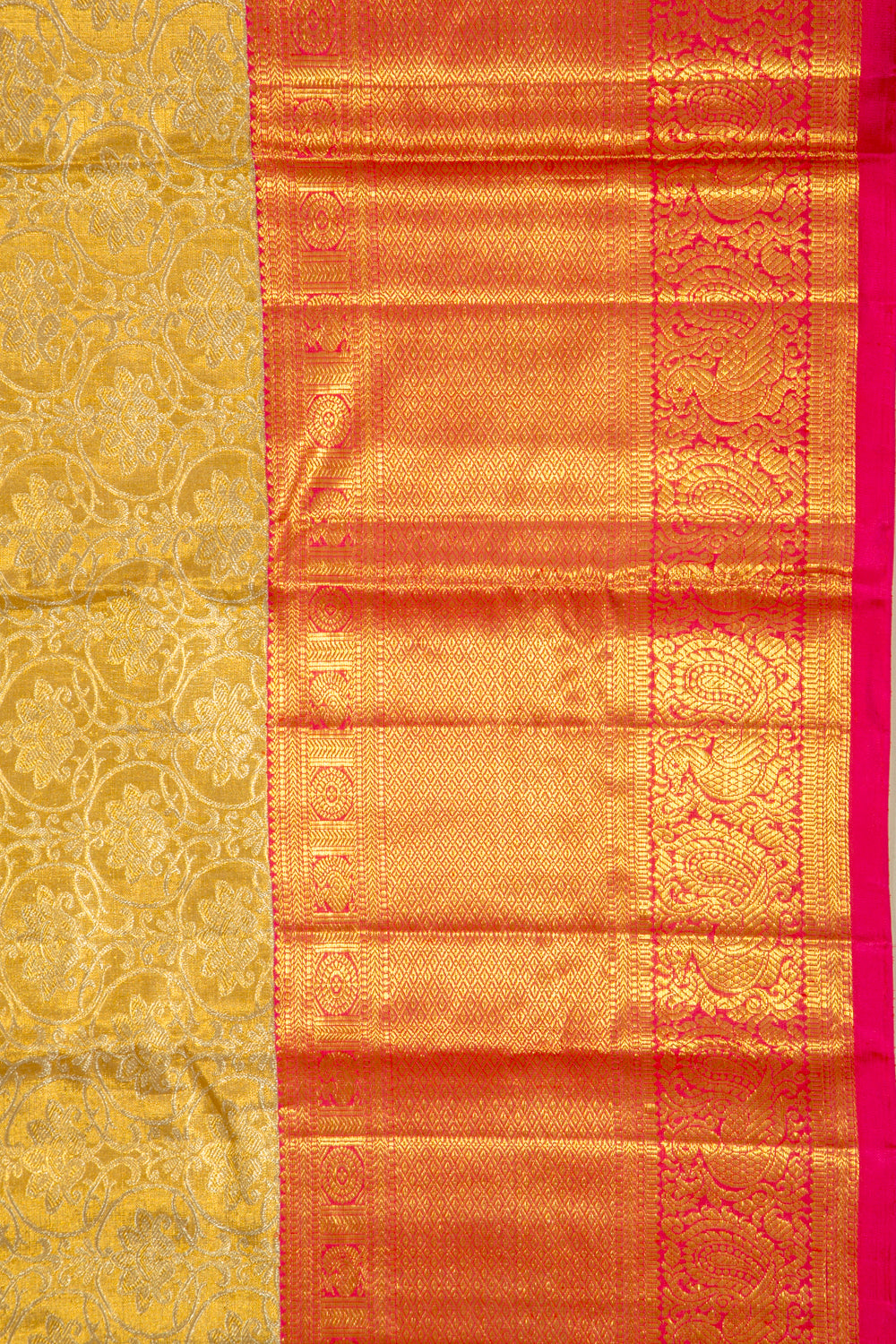 Kanchipuram Silk Tissue Jaal Gold Saree
