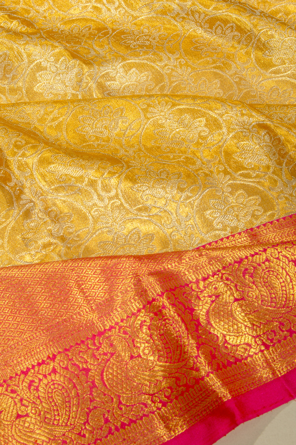 Kanchipuram Silk Tissue Jaal Gold Saree