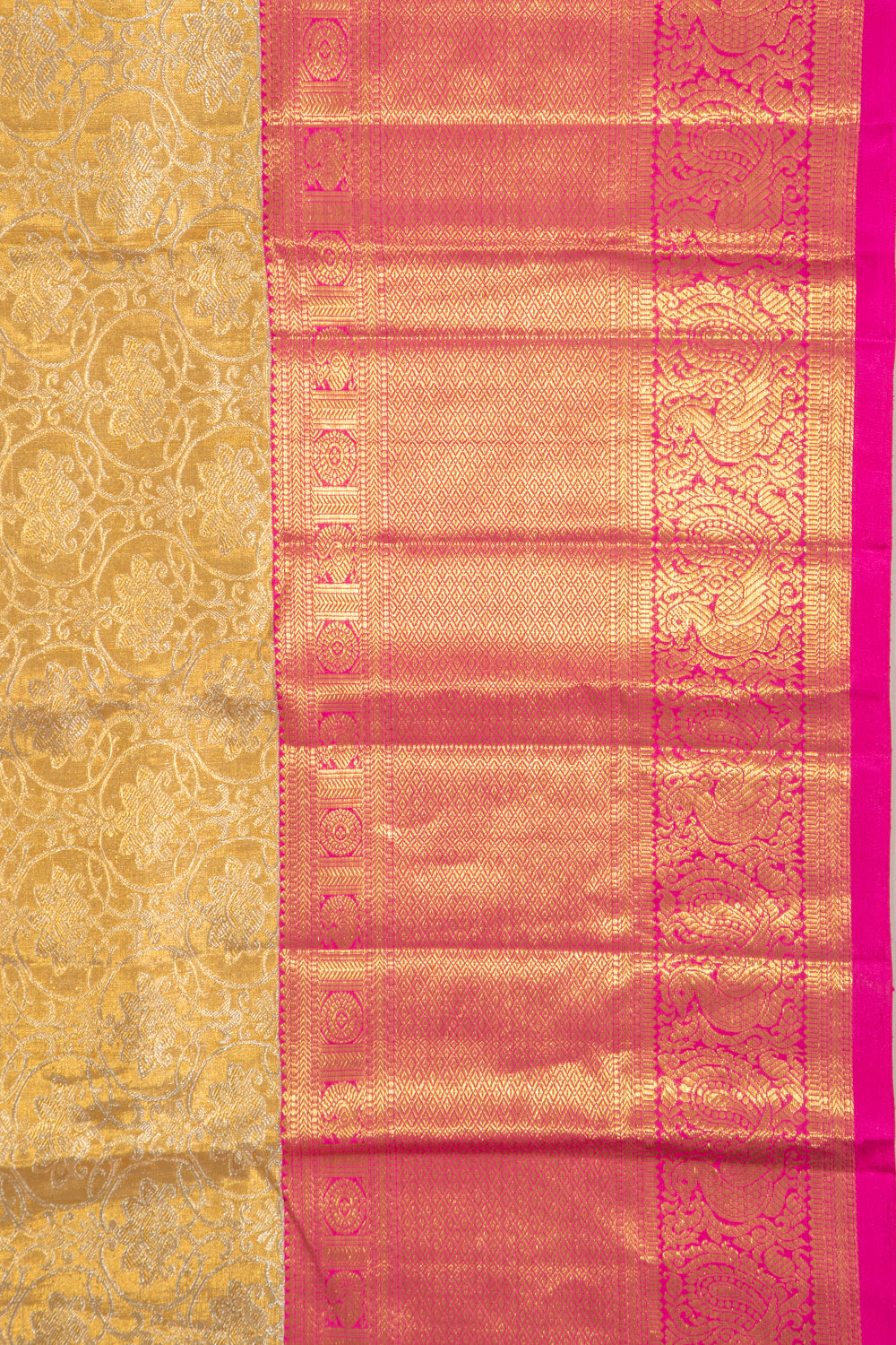Kanchipuram Silk Tissue Jaal Gold Saree