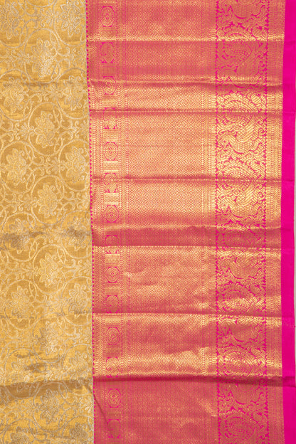 Kanchipuram Silk Tissue Jaal Gold Saree