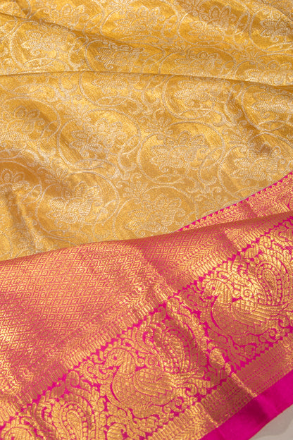 Kanchipuram Silk Tissue Jaal Gold Saree