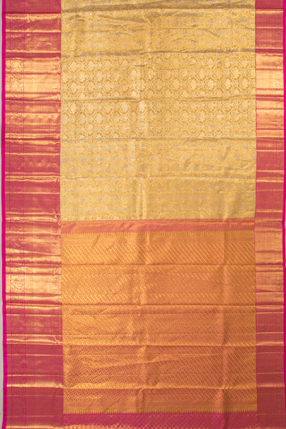 Kanchipuram Silk Tissue Jaal Gold Saree