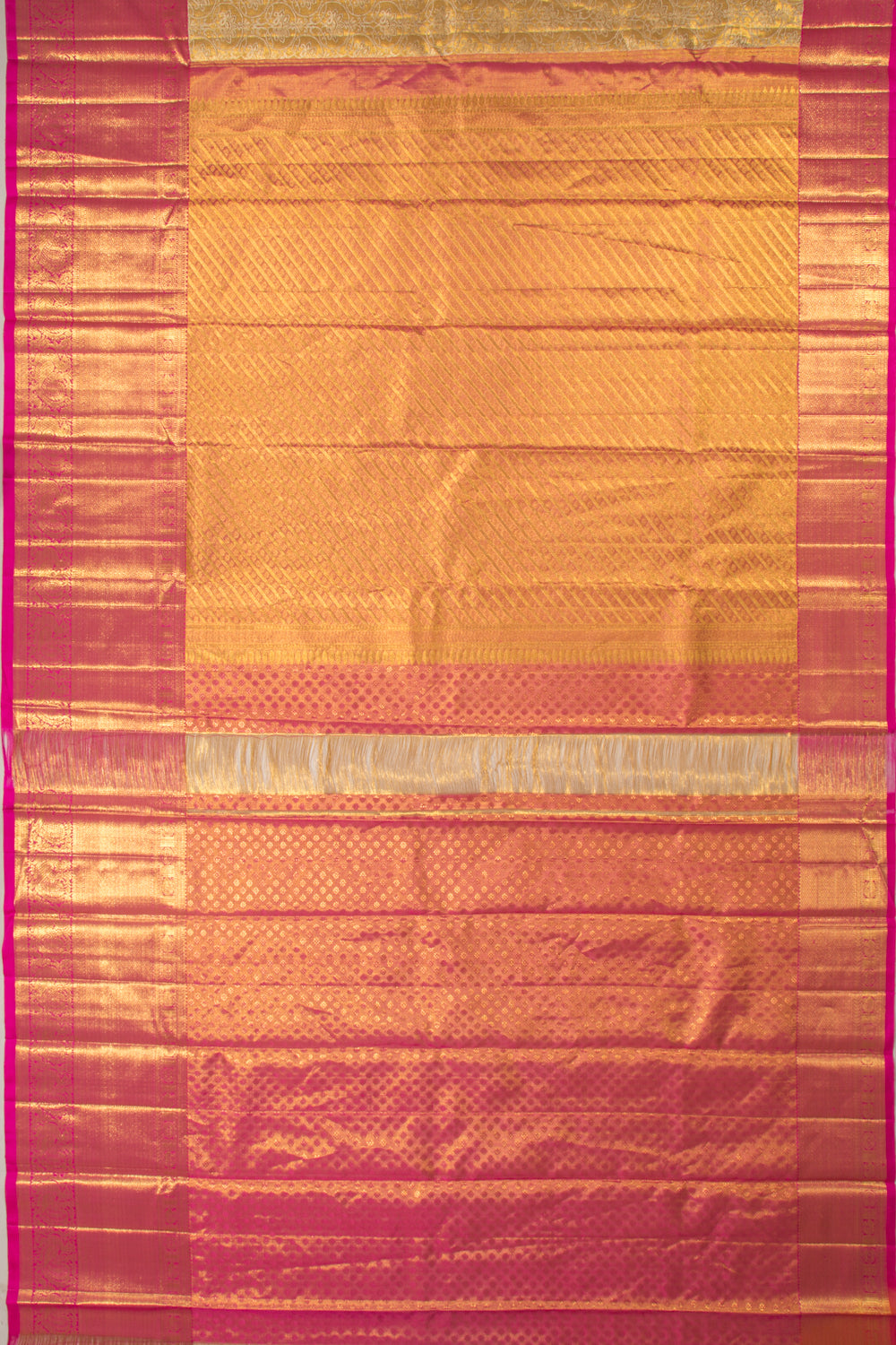Kanchipuram Silk Tissue Jaal Gold Saree