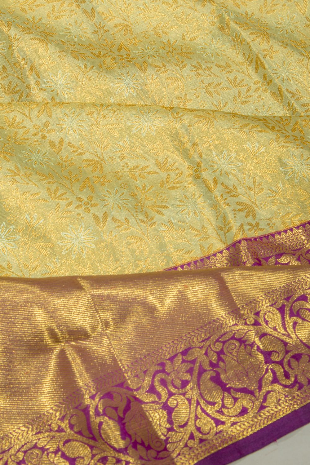 Kanchipuram Silk Tissue Jaal Green Saree