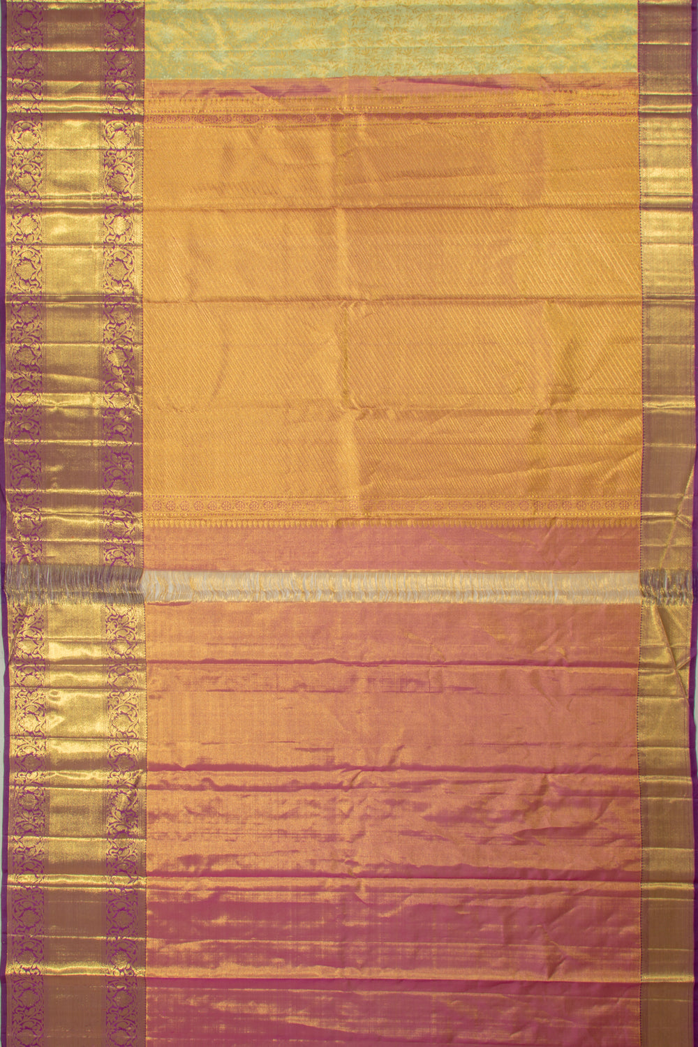 Kanchipuram Silk Tissue Jaal Green Saree