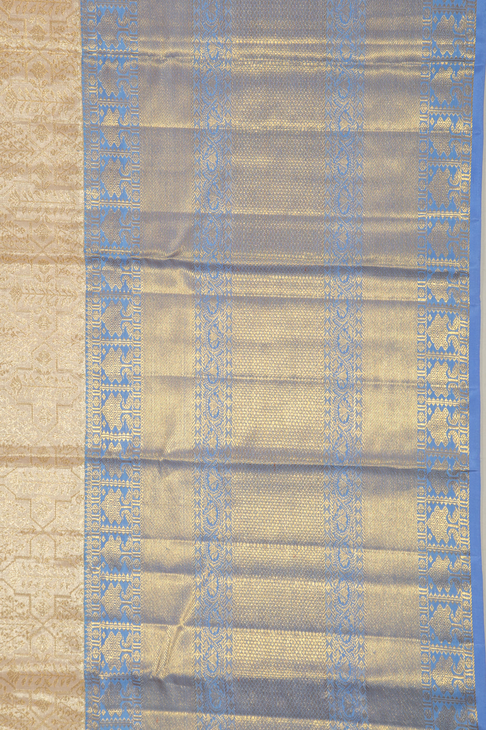 Kanchipuram Silk Tissue Brocade Silver Saree