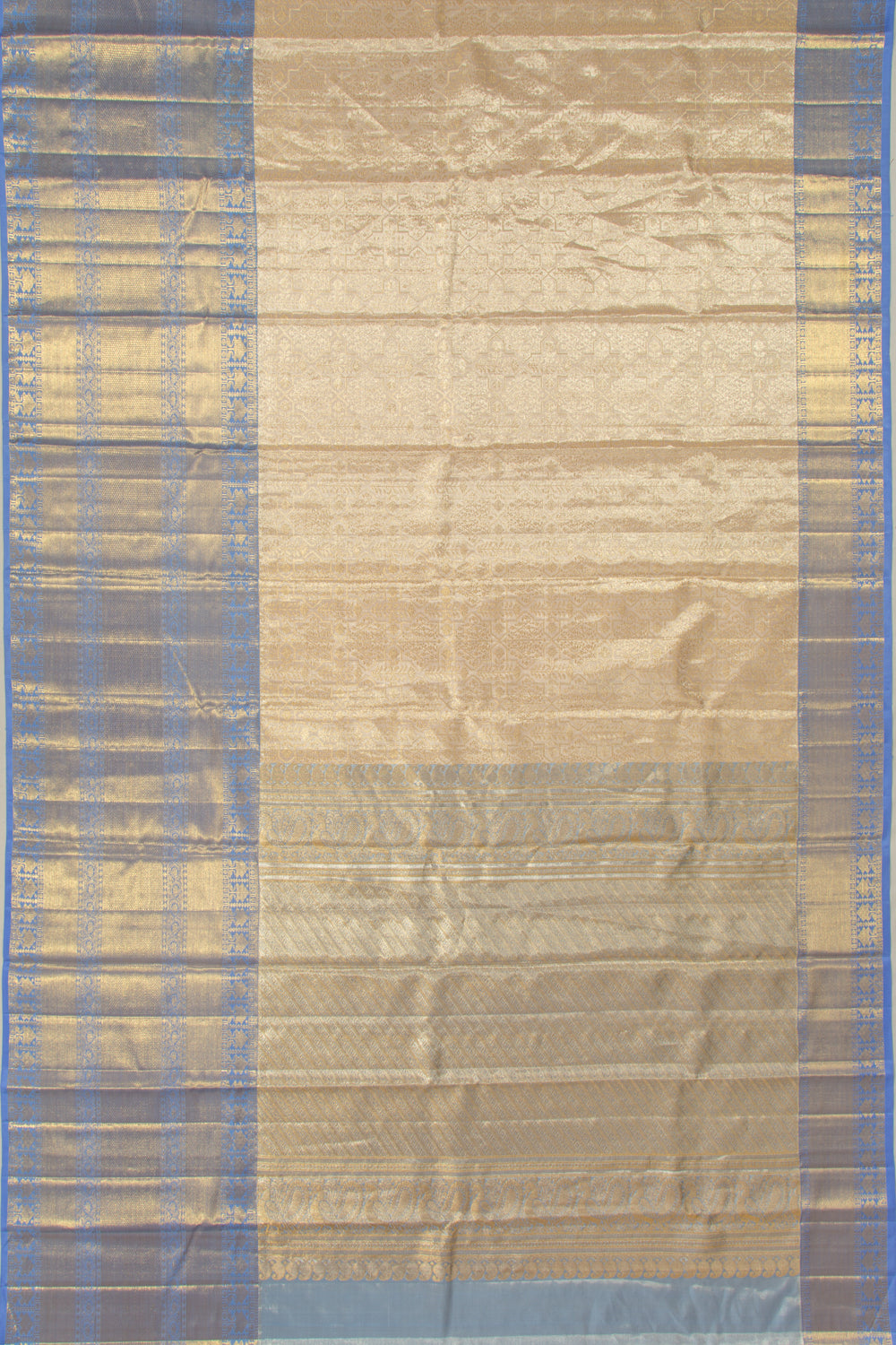 Kanchipuram Silk Tissue Brocade Silver Saree