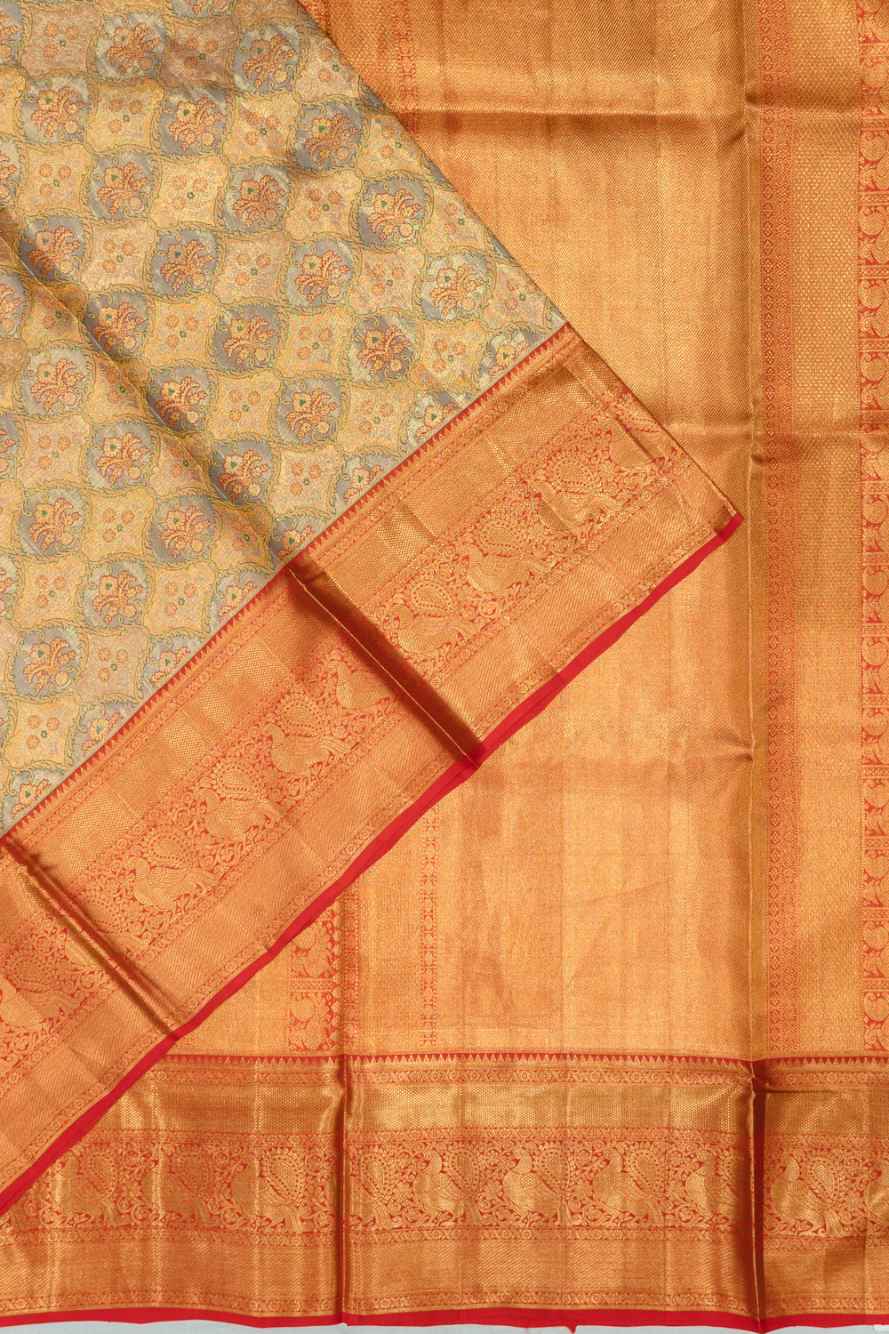 Kanchipuram Silk Tissue Brocade Gold Saree