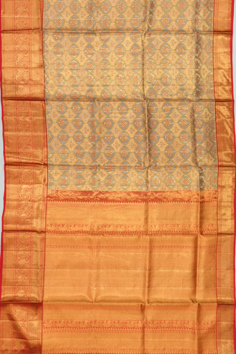 Kanchipuram Silk Tissue Brocade Gold Saree